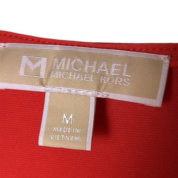 Micheal Kors,blouse,Tulip sleeve ,cut out,metal logo blouse in coral color.EC - Picture 7 of 15